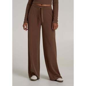 American Tall Mid-Rise Waffle Wide-Leg Pants for Tall Women in Otter Brown Size